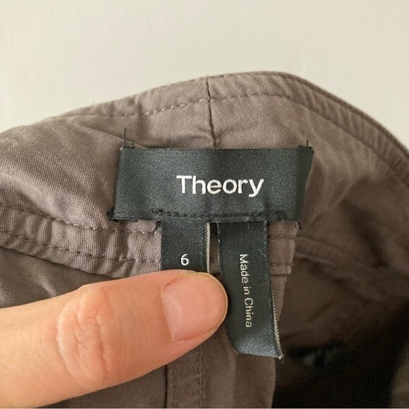 Theory Pants Rider Chino Slim Fit Cropped Ankle Zipper in Ash Gray Brown 6 - Picture 5 of 9